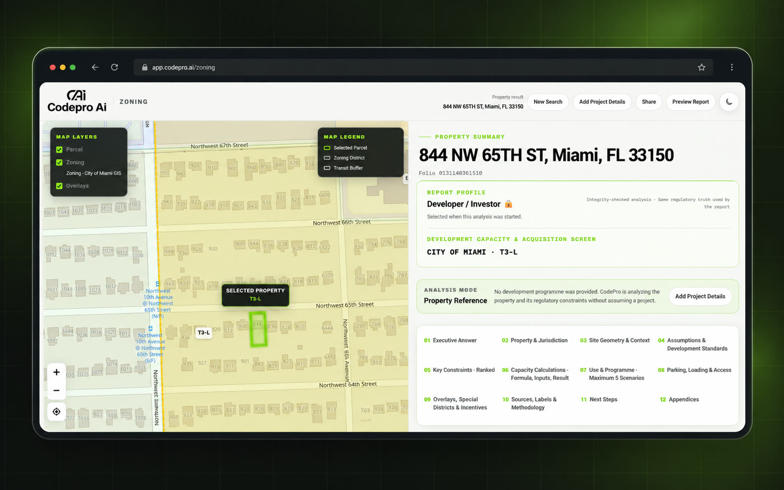 CodePro Zoning real product interface